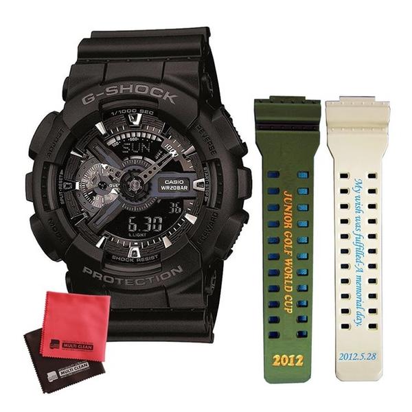 （名入れセット）カシオ GA-110-1BJF (ジーショック)G-SHOCK&amp;クロス 2枚 ＊画像...