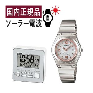 自分でバンド調整可/置き時計セット (国内正規品) CASIO ウェーブセプター ソーラー電波時計 LWQ-10DJ-7A2JF＆DQD-805J-8JF レディース/電波/ホワイト/新品｜homeshop