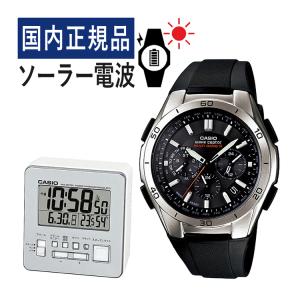 (置き時計セット) (国内正規品) CASIO ウェーブセプター ソーラー電波時計 WVQ-M410-1AJF＆DQD-805J-8JF(WVQM4101AJF) 電波/ブラック/樹脂バンド/アナログ/新品｜homeshop