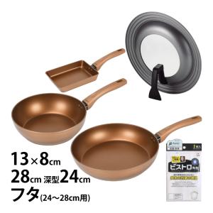 (ふきん付)ビジョン ゴールドコーティング IH対応 深型24cm＆フライパン28cm＆エッグパン＆フタ(CP-8814/CP-8813/CP-8816/H-7898)VISIONS（ラッピング不可）｜homeshop