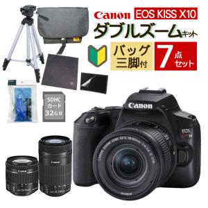 (バッグ付7点セット) 新品/キヤノン EOS Kiss X10 ダブルズームキット キャノン デジタル一眼レフカメラ ブラック イオスキス （ラッピング不可）｜homeshop