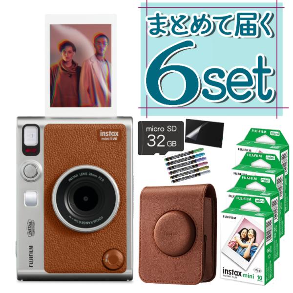 富士フイルム チェキ instax mini Evo ブラウン ハイブリッドインスタントカメラ 計6...