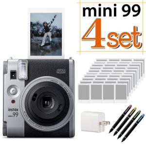 富士フイルム チェキ instax mini 99 シルバー インスタントカメラ フィルム40枚・ペン・アダプタセット