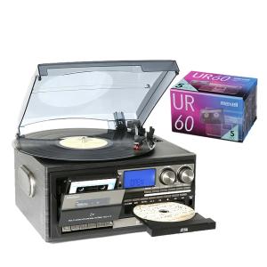 カセットテープ5本付きセット レコードプレーヤー ターンテーブル CDラジカセ ラジオ USB マルチプレーヤー TCD-114 とうしょう （ラッピング不可）｜ホームショッピング