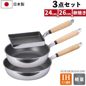 北陸アルミニウム フライパンセット 日本製 IH対応 極ふかみ 3点（20cm
