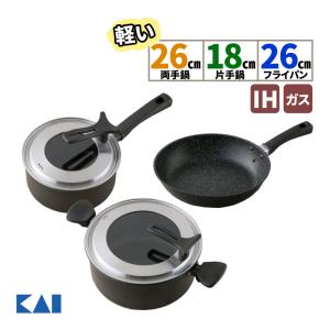 貝印 O.E.C. 脇雅世 ミニマ 鍋・フライパン3点セット(ガラス蓋付