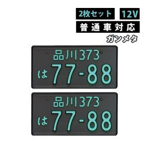 フロント・リヤ 2枚セット 普通車用 12V クロームメッキ 字光式