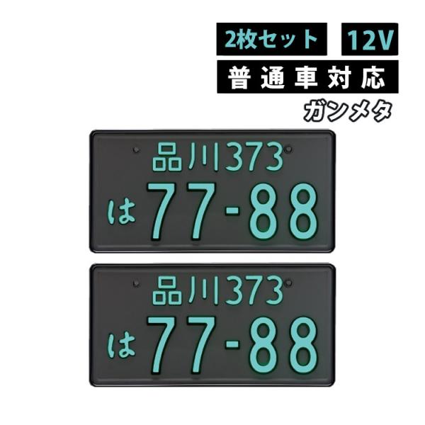 2枚セット 普通車用 12V ガンメタ 字光式ナンバープレート 井上工業 2468-12V-G LE...