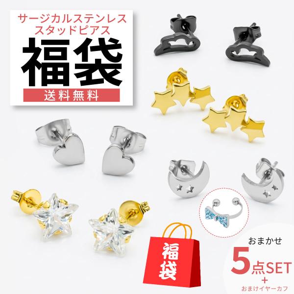 ピアス福袋 ピアス サージカルステンレス 福袋 2026 おまかせ 5点セット レディース メンズ ...