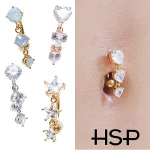 へそピアス 14G トップダウン バラエティジュエルCZ バナナバーベル