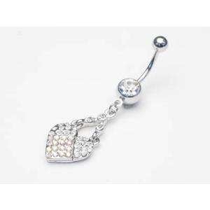 へそピアス ボディピアス 14G マルチカラーハートダングル バナナバーベル