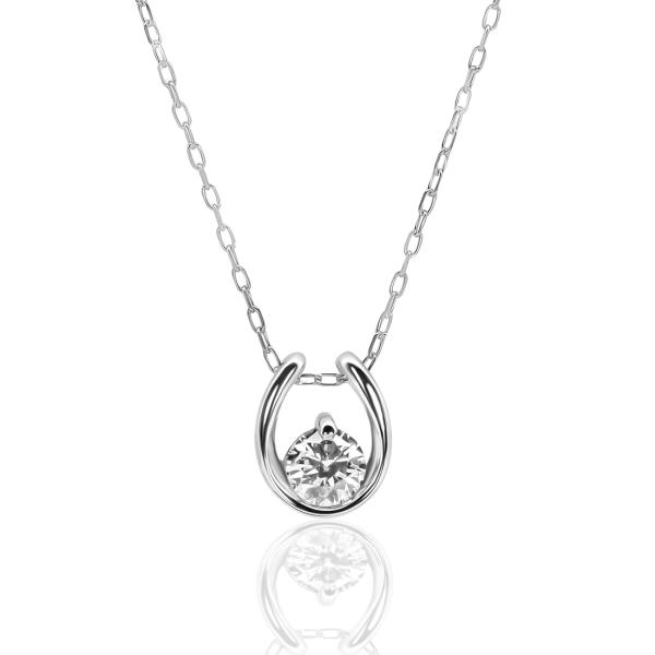 ネックレス レディース 馬蹄 ダイヤモンド 0.1ct ホースシュー プラチナ900 pt900 母...