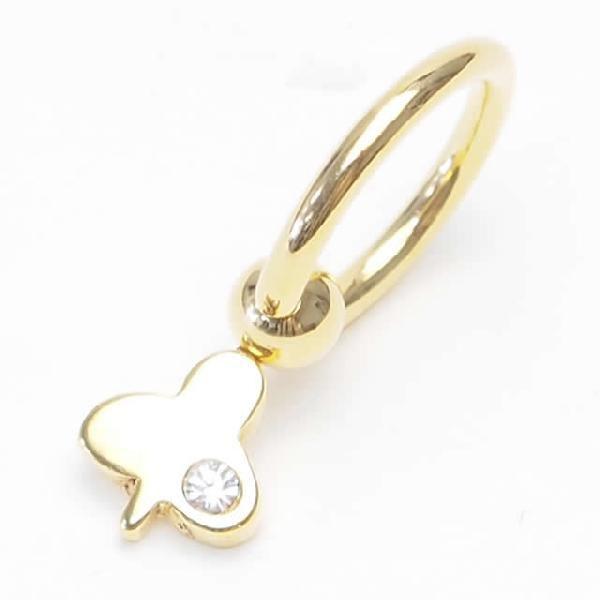 ボディピアス 14G 16G ゴールドプレートキャプティブビーズリング ダングルクローバー ボディー...