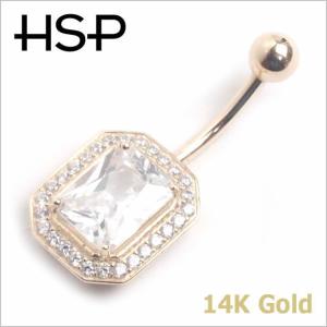 へそピアス 14K 14金 14G レクタングルジュエル バナナバーベル ボディピアス ボディーピアス｜homeslicepro