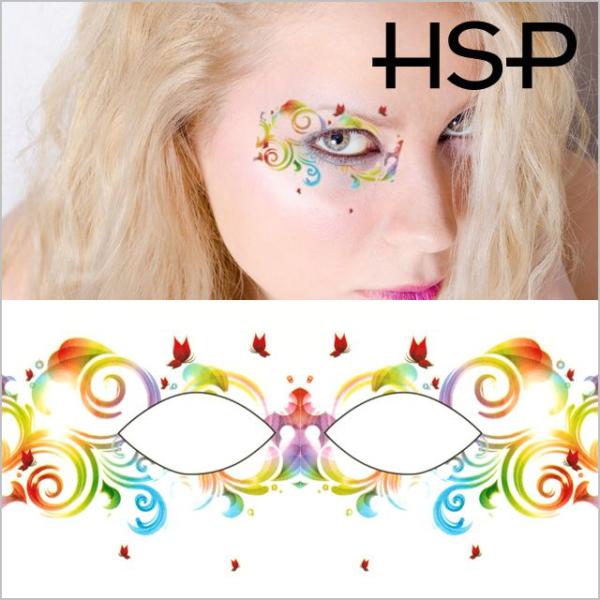 ハロウイン アイメイク タトゥーシール ドローバタフライ レインボーカラー フェイス 顔 ボディース...