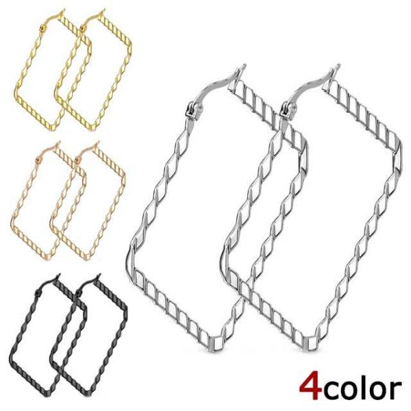 ピアス  サージカルステンレス 金属アレルギー対応 パターンスクエア ダイヤモンドシャープ ステンレ...