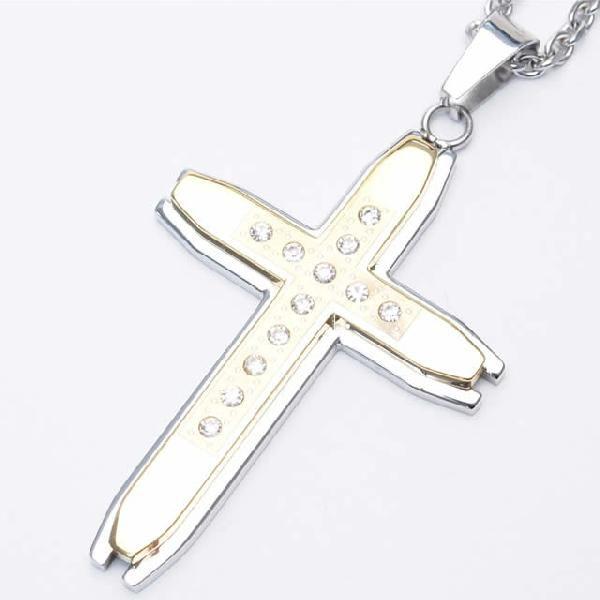 ネックレス サージカルステンレス ゴールドIPレイヤークロス ペンダント レディース メンズ  アレ...