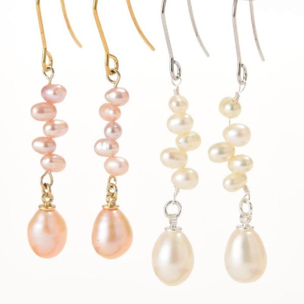 ピアス サージカルステンレス ティアドロップ 淡水パール スウィング ピアス 1ペア ロング レディ...