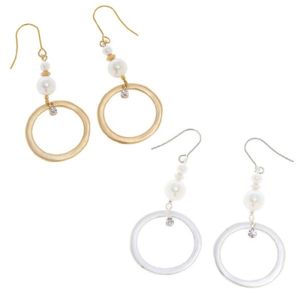 ピアス サージカルステンレス シャープラウンドフレーム パール＆ジュエル ピアス 1ペア レディース...