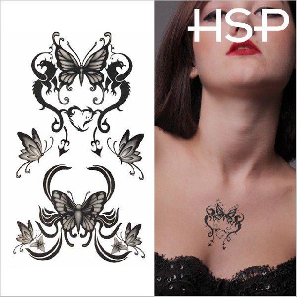 タトゥーシール ダークバタフライ 星 文字 蝶 花 龍 バタフライ メンズ ハロウィン
