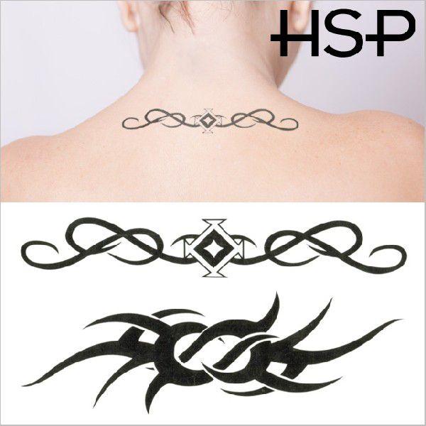 タトゥーシール 2枚セット トライバル ダイヤ &amp; インフィニティ 星 文字 蝶 花 龍 バタフライ...