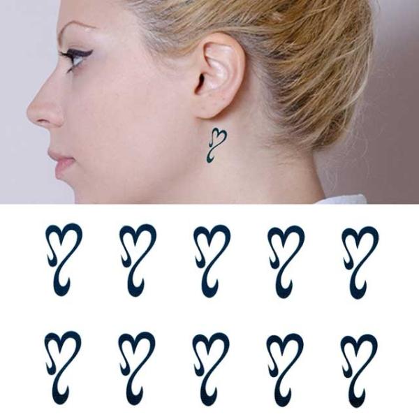 タトゥーシール 2枚セット アバンギャルドハート ミニ 星 文字 蝶 花 龍 バタフライ メンズ ハ...