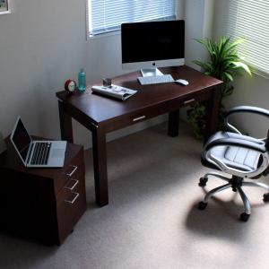 パソコンデスク 書斎机 学習机 オフィスデスク ２点 セット ウォールナット天然木 ツキ板 木製 おしゃれ 北欧 収納 ワーク 引き出し 120 ブラウン