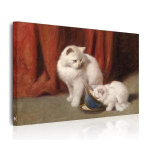 絵画 壁飾り 壁掛け 油絵 猫 アートパネル 猫の絵 動物の絵 猫の親子宮廷風 店舗ディスプレイ インテリア美術品 送料無料｜homesweethome