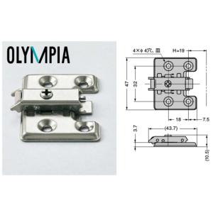 マウンティングプレート　スライドヒンジ座金　360-P6WT　四つ穴　スガツネ工業　オリンピア　LAMP印　160-026-846