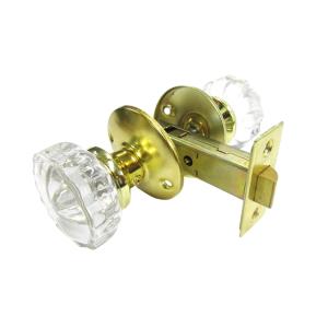 大正ロマン 古いガラスのドアノブ 空錠 48mm 未使用 デッドストック ガラスノブ 金色ノブ ドアノブ 空錠 アンティークノブ