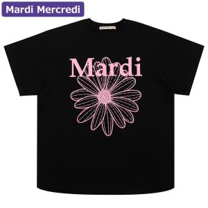 マルディメクルディ Mardi Mercredi Tシャツ TSHIRT FLOWERMARDI BLACK PINK 半袖 レディース 韓国 ファッション アパレル｜Hommage Annex