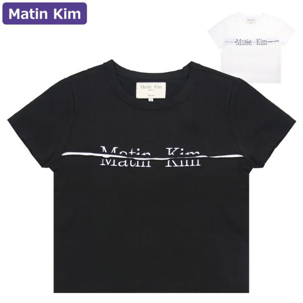 マーティンキム Matin Kim Tシャツ LOGO CUTTED CROP TOP 半袖 レディ...