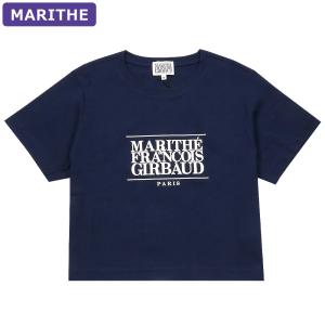 マリテフランソワジルボー MARITHE + FRANCOIS GIRBAUD Tシャツ W CLASSIC LOGO CROP TEE NAVY 半袖 レディース 韓国 ファッション アパレル クロップド丈｜hommage