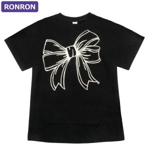 ロンロン RONRON Tシャツ BIG RIBBON LINE T SHIRT RR3237BC BLACK CREAM 半袖 レディース 韓国 ファッション アパレル｜hommage