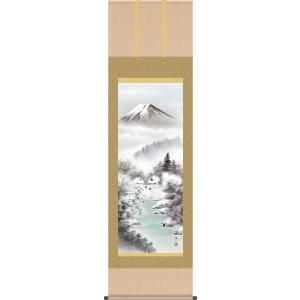 掛け軸 四季山水画 掛軸-富士厳寒/伊藤渓山(尺五)床の間 和室 オシャレ モダン 高級 表装 ギフト インテリア 贈答 四季｜honakote