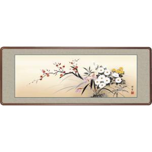 隅丸和額-四季花/山本祥園 送料無料和額(欄間やなげしに花鳥画隅丸和額をどうぞ)｜honakote