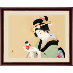 【F6】日本の名画額 御所人形（ごしょにんぎょう） 上村松園 モダンアート インテリア 安らぎ 潤い 壁掛け [送料無料]｜honakote