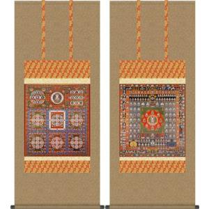 掛軸 掛け軸-両界曼荼羅 送料無料掛け軸(尺五・二幅対掛軸・双幅掛け軸)仏画掛軸