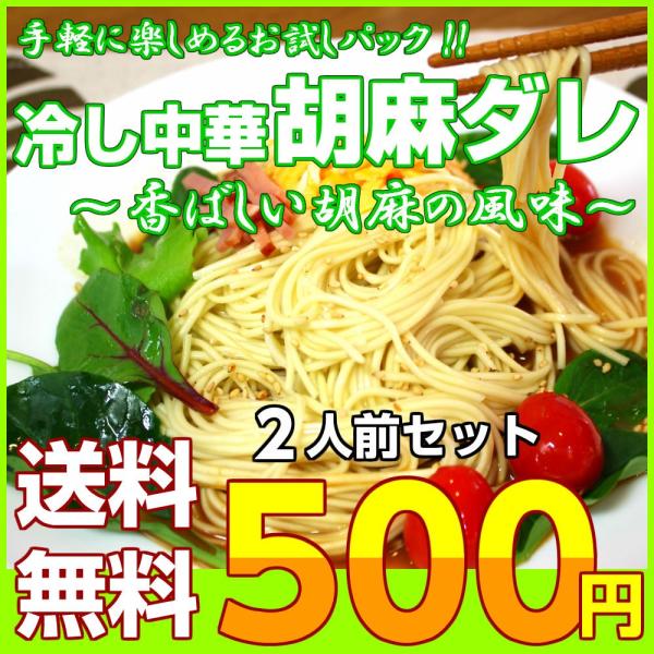 ポイント消化　500円　冷やし中華　胡麻だれ　2人前セット　さっぱり醤油ベース　ごま風味スープ　冷し...