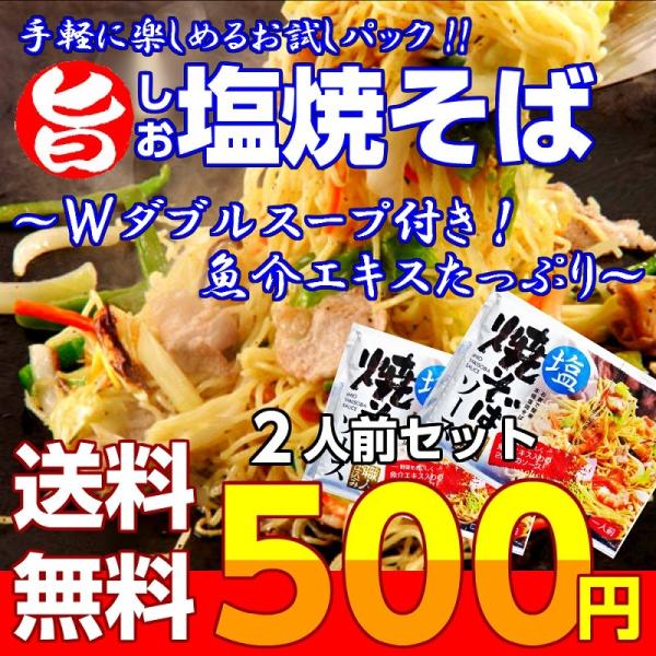 ポイント消化　500円　九州焼きそば　旨しお味　Ｗダブルスープ　2人前　魚介エキス　旨味たっぷり　九...