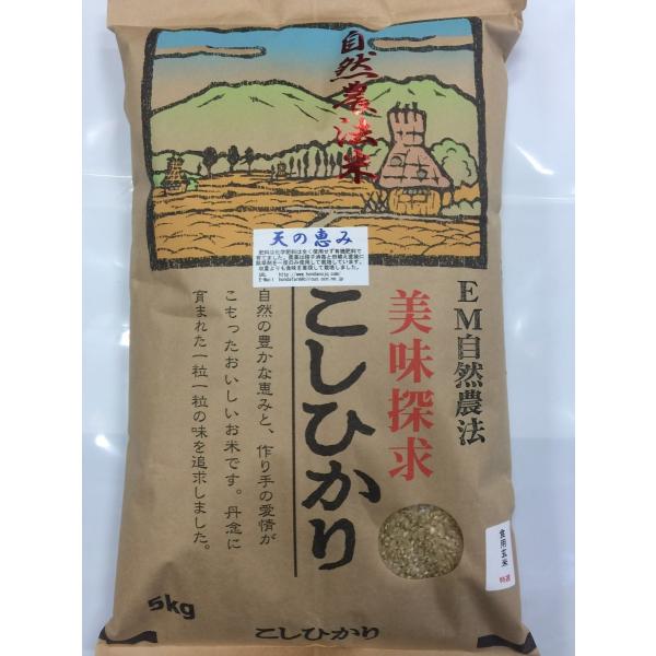 お米 令和5年産 新米 自然農法米こしひかり「天の恵み」食用玄米 5kg