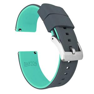 BARTON WATCH BANDS ー エリート シリコン腕時計用バンド スモークグレーミント ー クイックリリース ー ストラップカラー＆幅選択