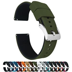 BARTON WATCH BANDS ー エリート シリコン腕時計用バンド アーミーグリーンブラックー クイックリリース ー ストラップカラー＆幅選択