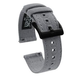 BARTON WATCH BANDS クールグレー ー キャンバス クイックリリース 腕時計バンドストラップ ー 色と幅を選択 ー 18mm  20m