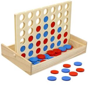 Wooden 4 in a Row Game, iRunning Foldable Board Li...