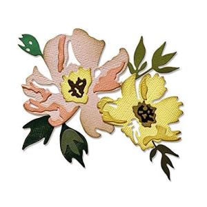 Sizzix Thinlits Die 665209 Brushstroke Flowers #1 by Tim Holtz 7 Pack, Mult