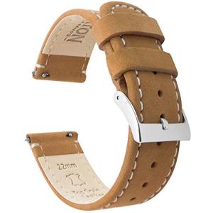 BARTON WATCH BANDS ジンジャーブレッドリネン クイックリリース トップグレインレザー 腕時計バンド ストラップ 20mm ジンジャー