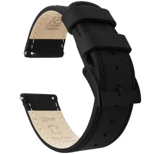 BARTON WATCH BANDS ブラック ー ー クイック リリース レザー ブラック バックル 時計 バンド ストラップ 22mm ブラックレ