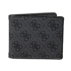 GUESS メンズレザースリム二つ折り財布, チャコールブラック, One Size