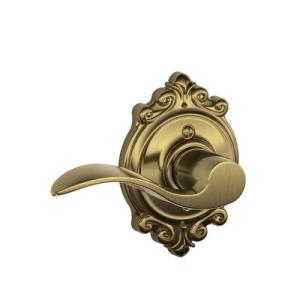 Schlage アクセントレバー ブルックシャーのトリム付き ターン防止ロック アンティーク真鍮製 左利き用 F170 ACC 609 BRK LH